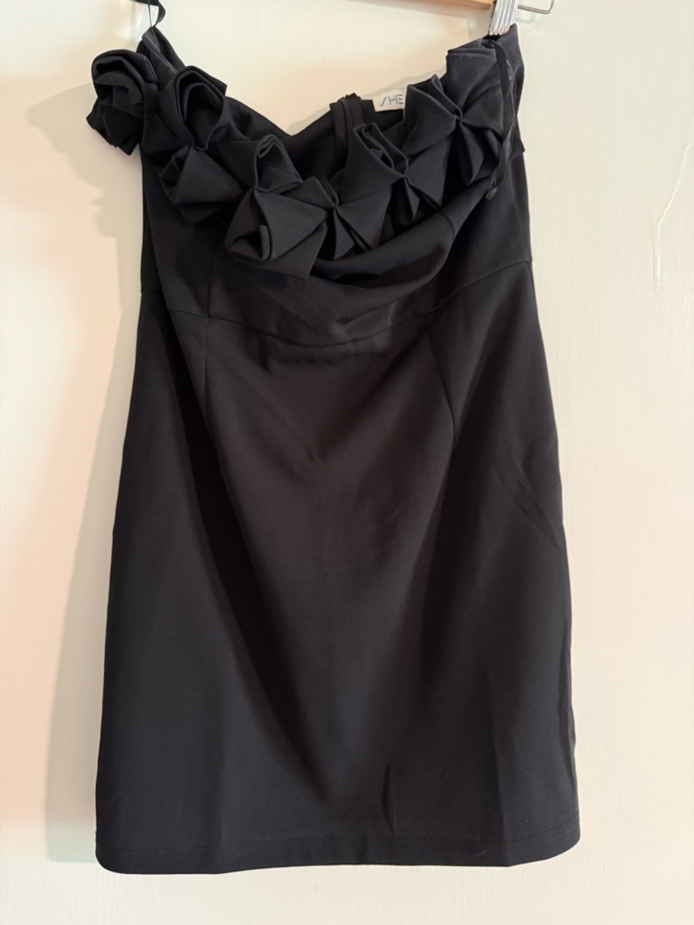 She+Sky black appliqué mini dress
